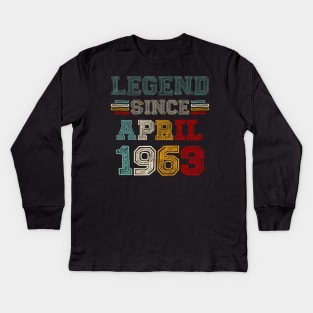 60 Years Old Legend Since April 1963 60th Birthday Kids Long Sleeve T-Shirt